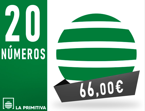 Primitiva - 20 números asegurando 4 aciertos - 66,00 Euros