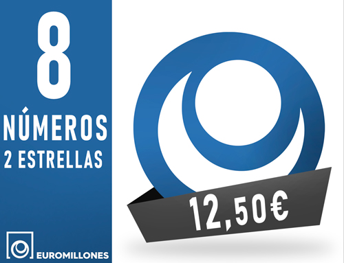 Euromillones - 8 núm. 2 estr. asegurando 4 aciertos - 12,50 Euros