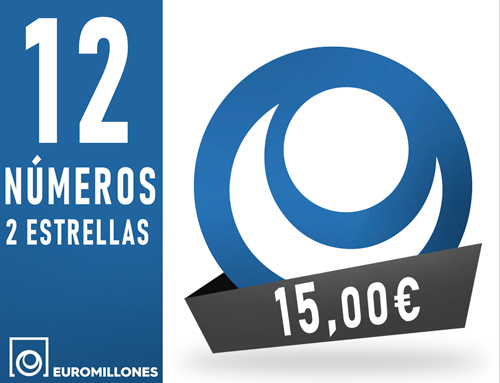 Euromillones - 12 núm. 2 estr. asegurando 3 aciertos - 15,00 Euros