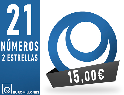 Euromillones - 21 n�m. 2 estr. asegurando 2 aciertos - 15,00 Euros
