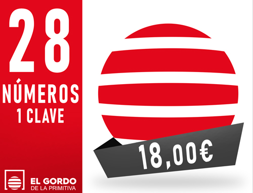 Gordo Primitiva - 28 n�m. 1 cl. asegurando 2 aciertos - 18,00 Euros
